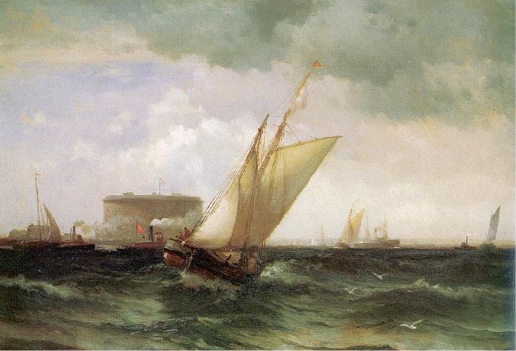 Moran, Edward Shipping in New York Harbor Germany oil painting art